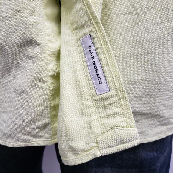 Club Monaco Oxford Shirt Men L Slim fit Button down Long Sleeve Yellow Solid - Picture 8 of 14